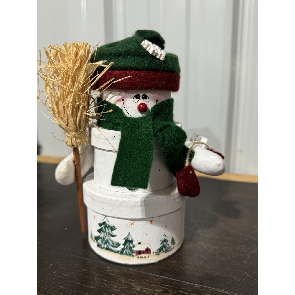 Christmas Boxes 3 Stackable Snowman Boom Nesting Storage Holiday Container w/box